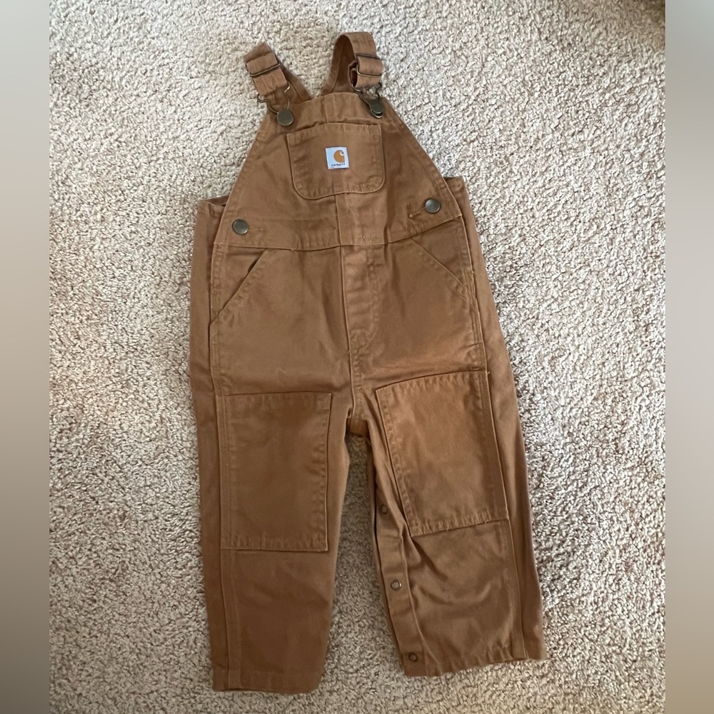 Carhartt canvas bib overalls, brown - 18months